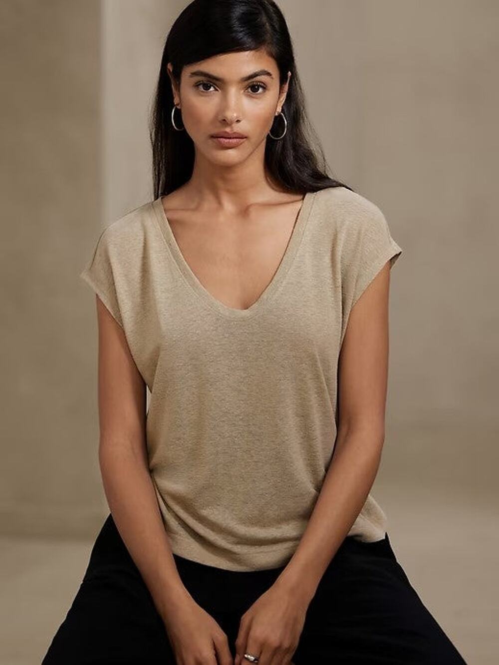 Banana Republic Linen-Blend Short Sleeves T-Shirt - XL